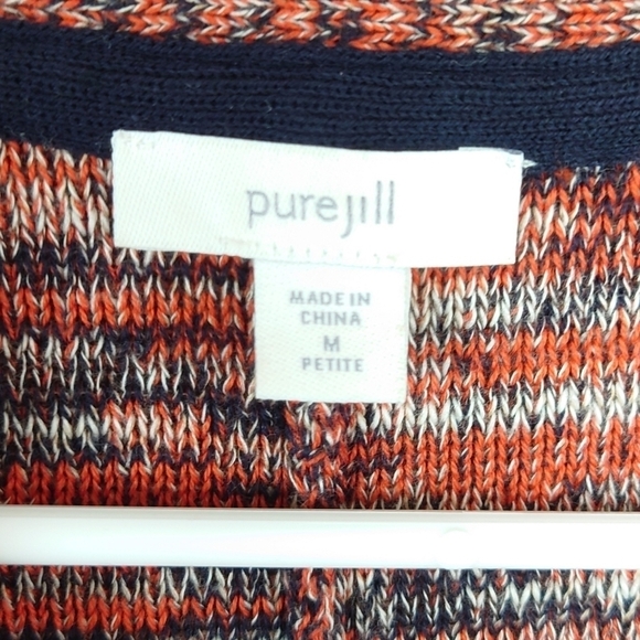 J. Jill Pure Jill Space Dyed Marled V-Neck Pullover Campari Sweater Multicolored - Picture 2 of 14